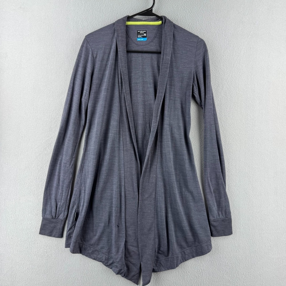 Icebreaker Sweater Womens XS Blue Cardigan Lightweight Merino Wool SEE DETAILS